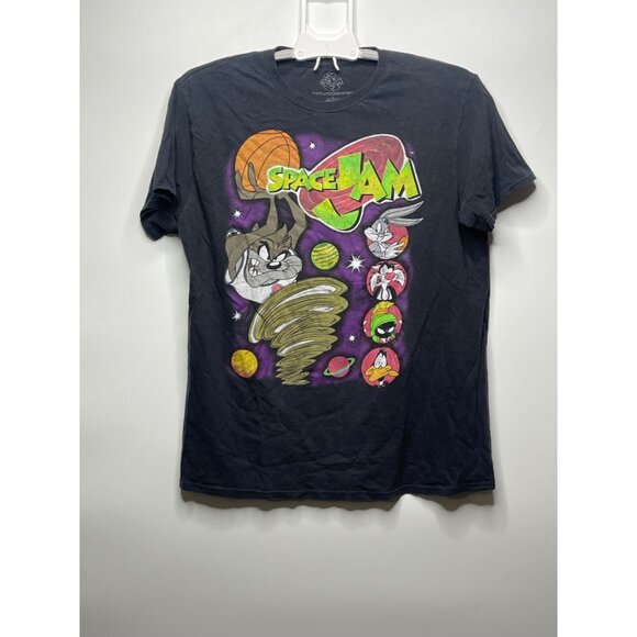 Y2K Space Jam Mens L Black Marvin The Martian Taz Bugs Sylvester Daffy Duck - Picture 1 of 5
